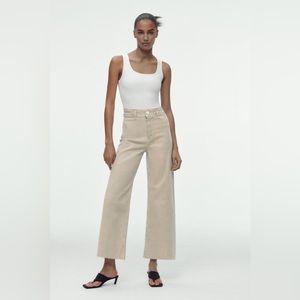 Zara Tan Marine Wide Leg Jeans